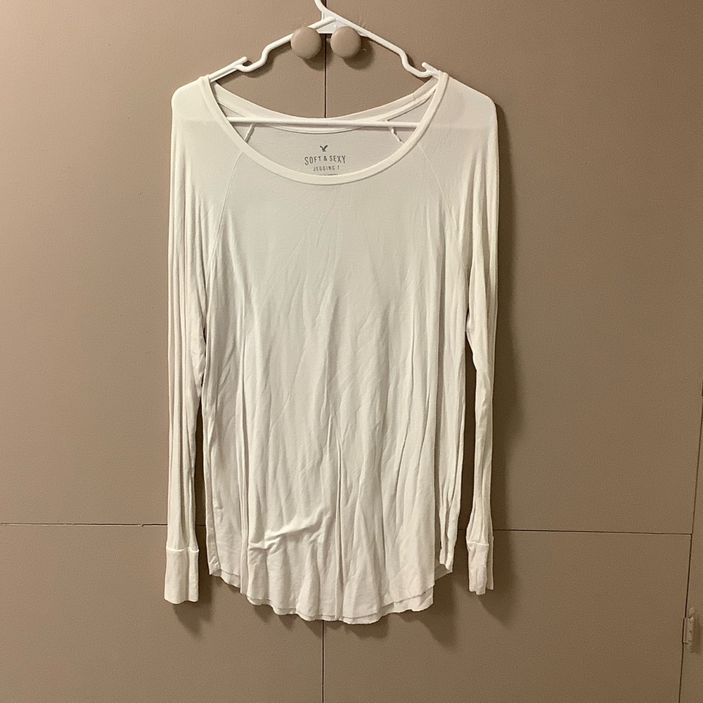 American Eagle Outfitters White Long Sleeve Top